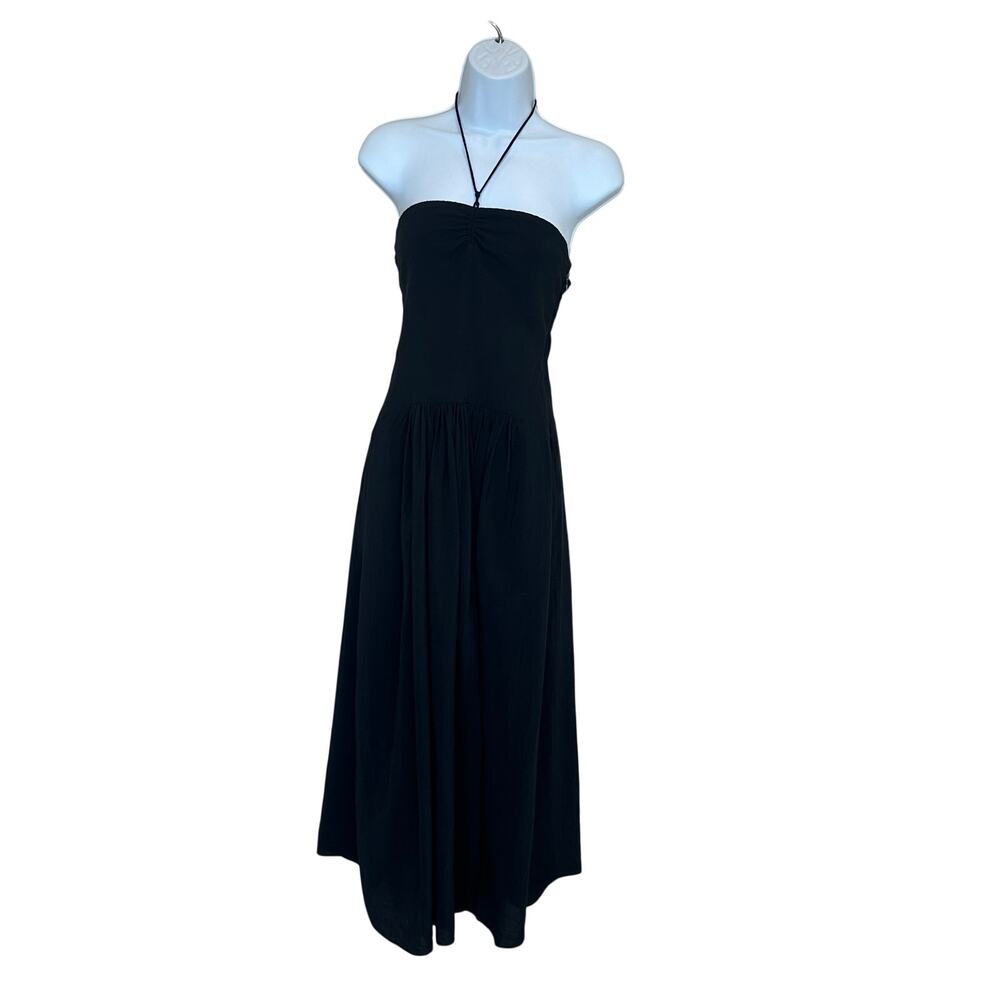 Vince Black Halter Midi Dress XS Sundress Resort Vacation Smocked Designer $445 - Picture 7 of 11